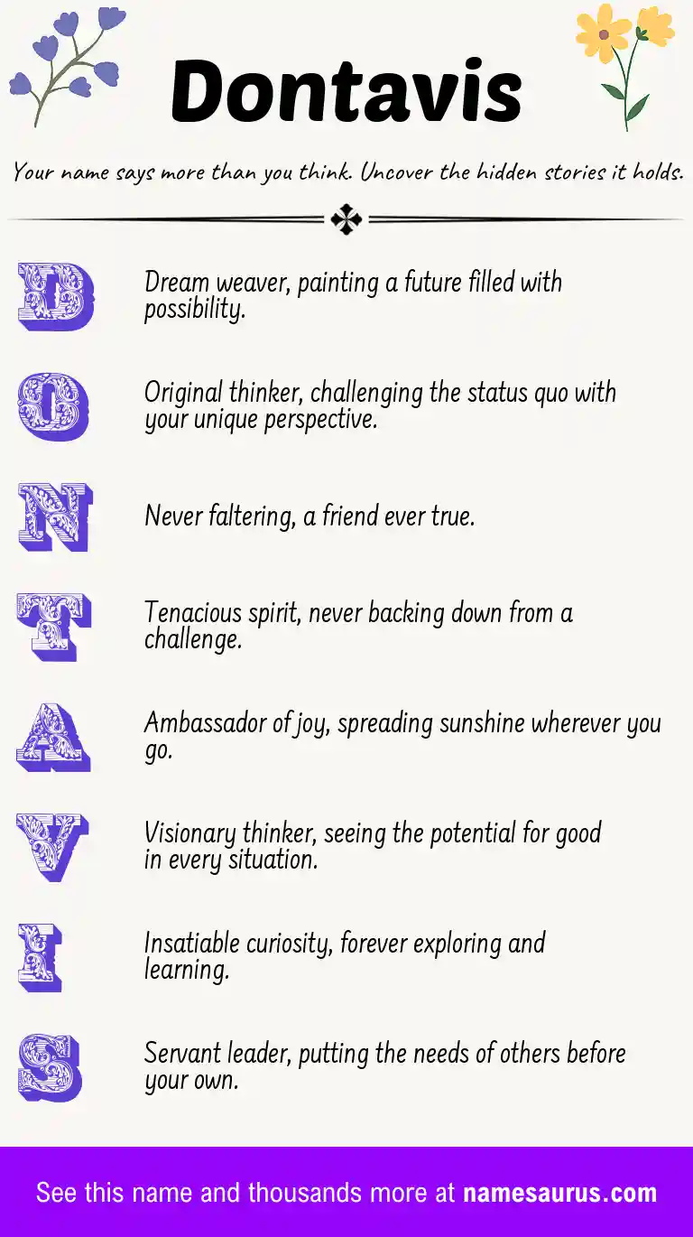 Acrostic poem about Dontavis.