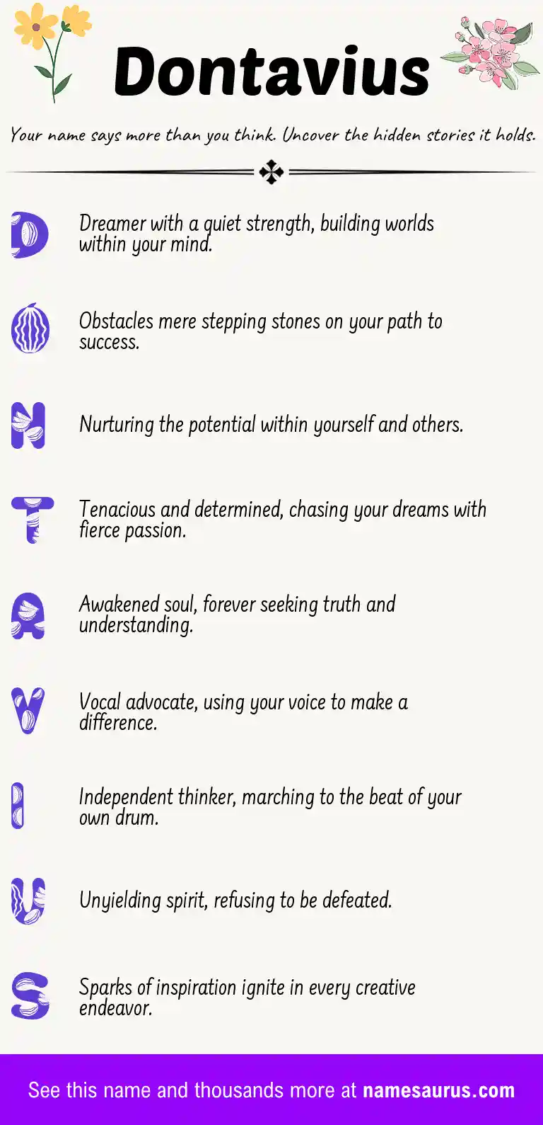 Acrostic poem about Dontavius.