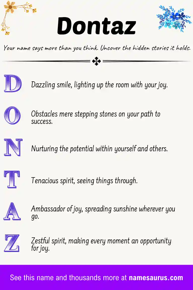 Acrostic poem about Dontaz.