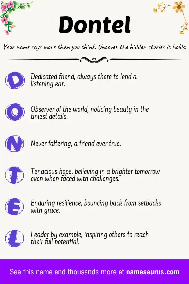 Acrostic poem about Dontel.