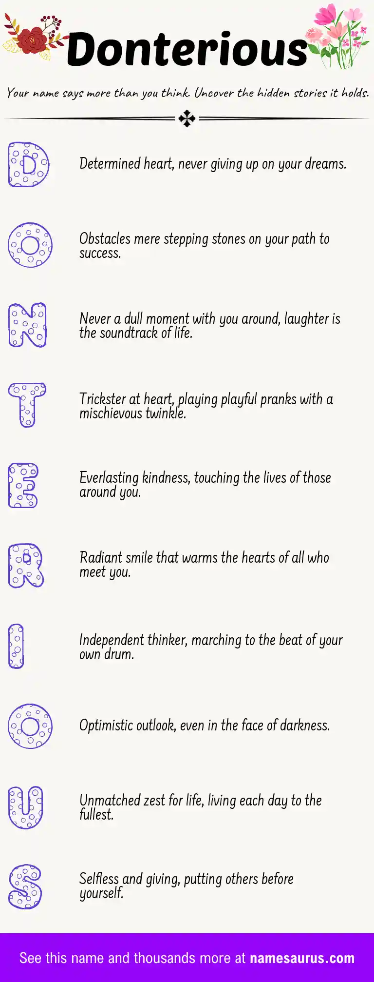 Acrostic poem about Donterious.