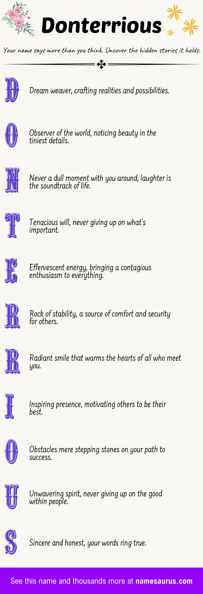 Acrostic poem about Donterrious.
