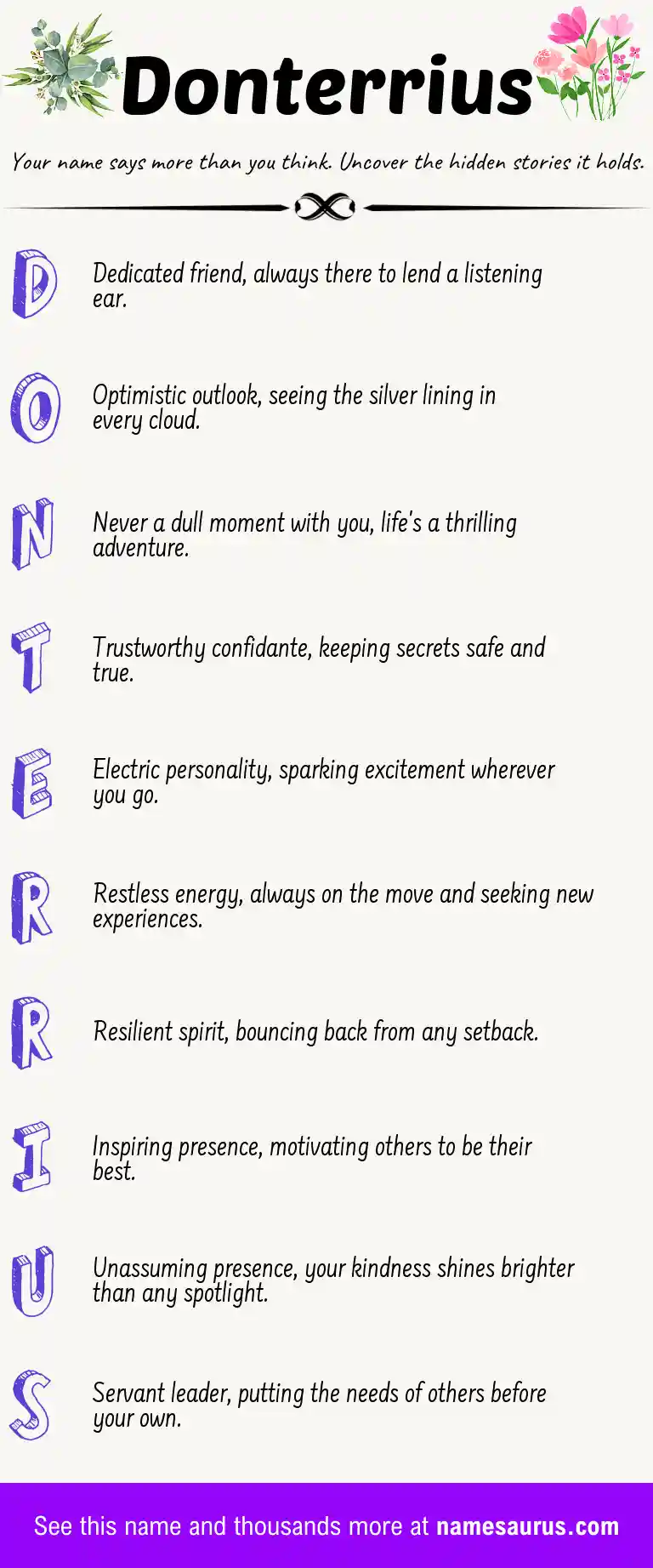 Acrostic poem about Donterrius.
