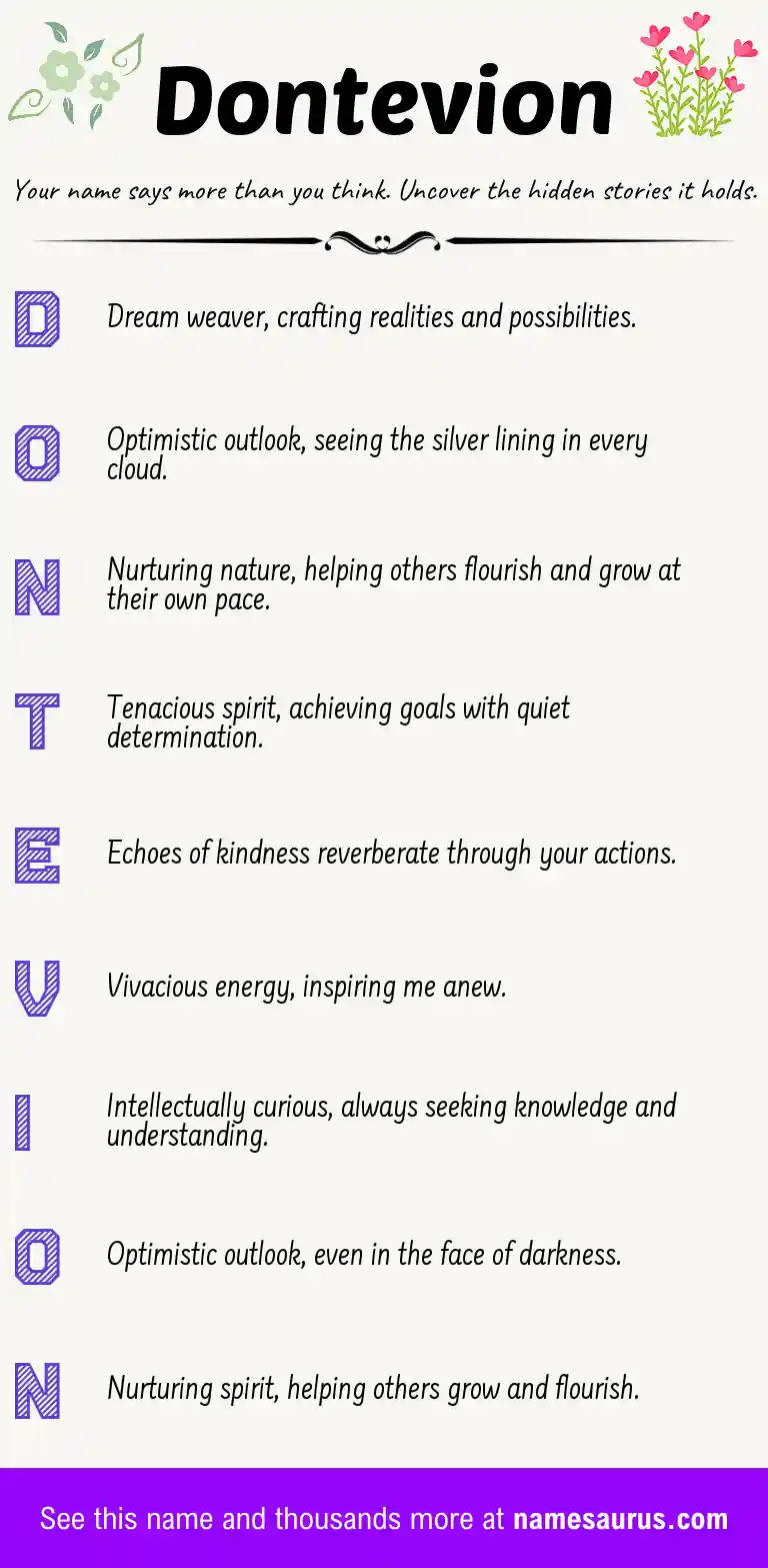 Acrostic poem about Dontevion.