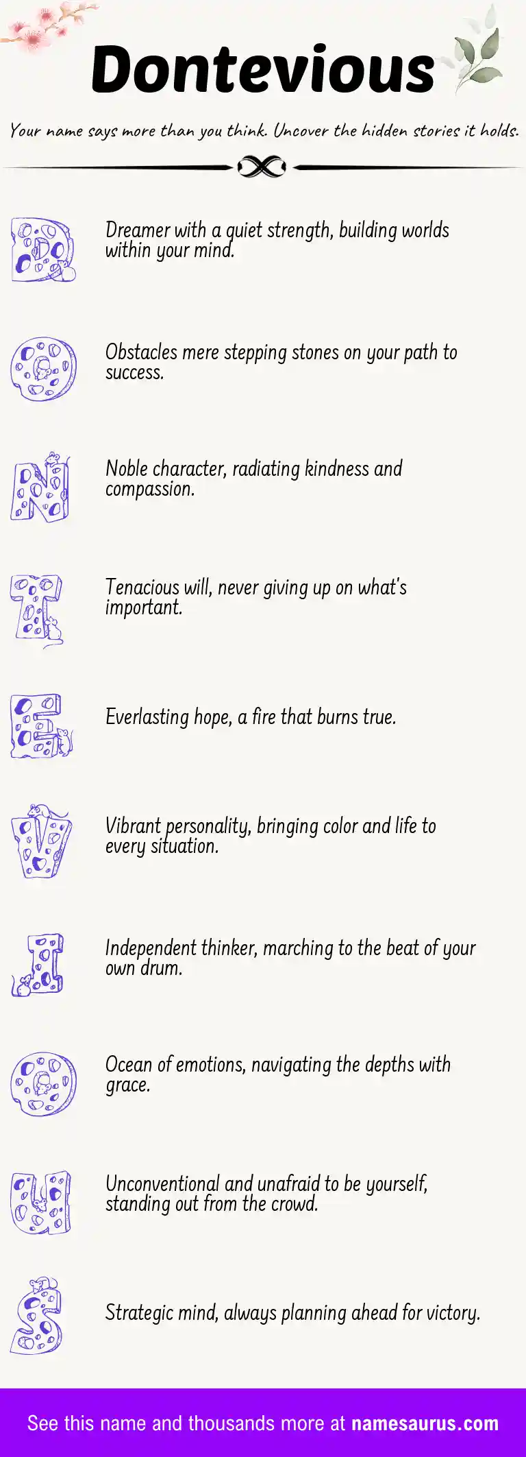 Acrostic poem about Dontevious.