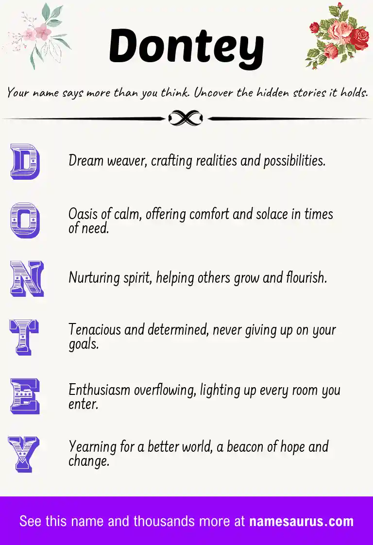 Acrostic poem about Dontey.