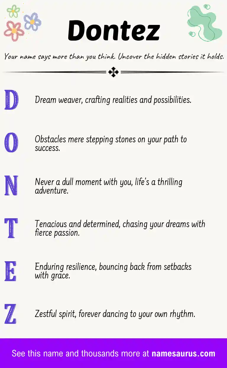 Acrostic poem about Dontez.