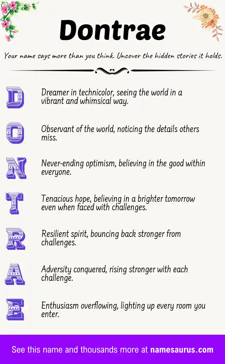 Acrostic poem about Dontrae.