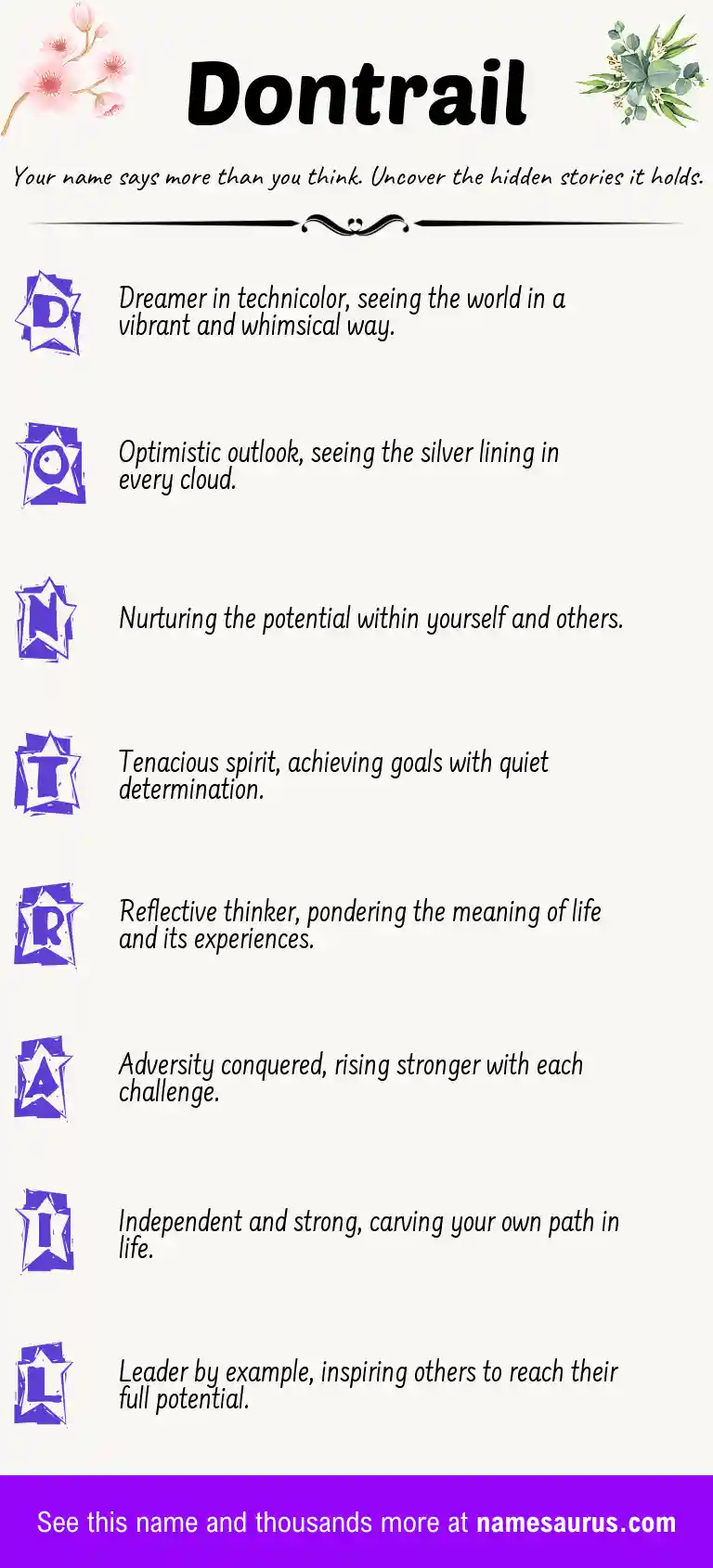 Acrostic poem about Dontrail.