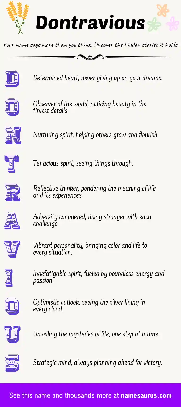 Acrostic poem about Dontravious.