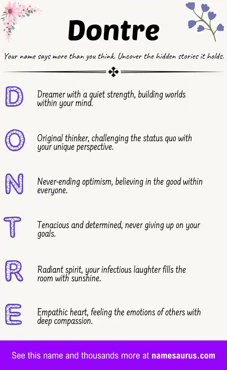 Acrostic poem about Dontre.