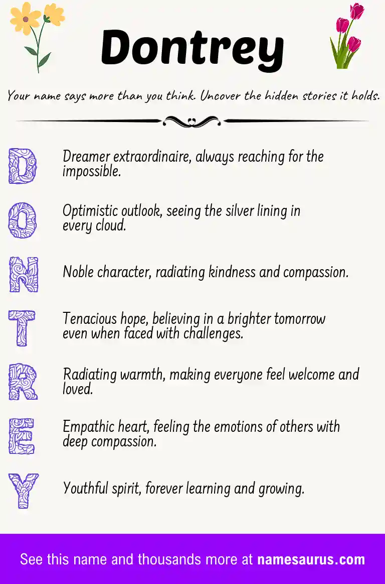 Acrostic poem about Dontrey.