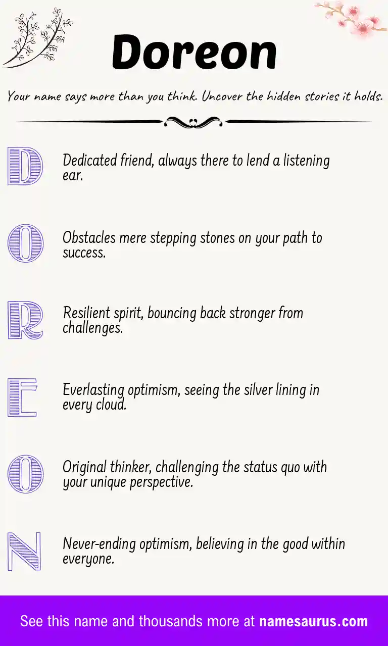 Acrostic poem about Doreon.