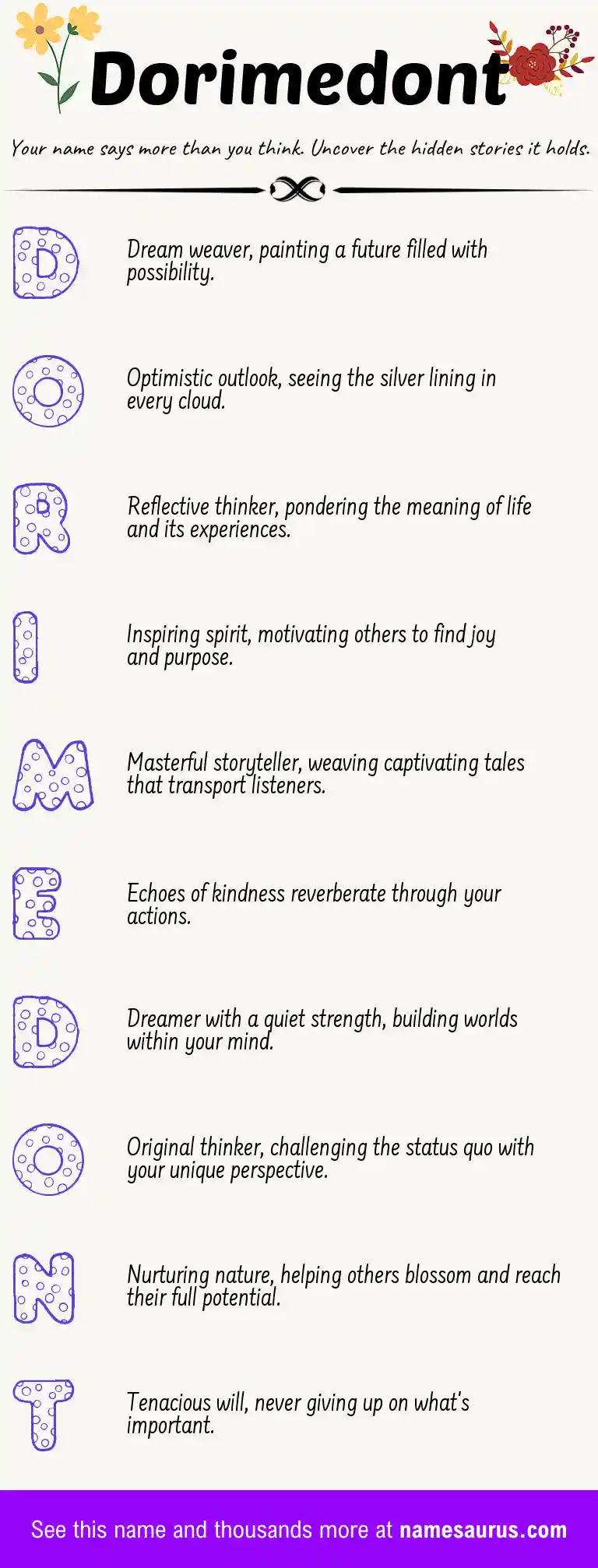 Acrostic poem about Dorimedont.