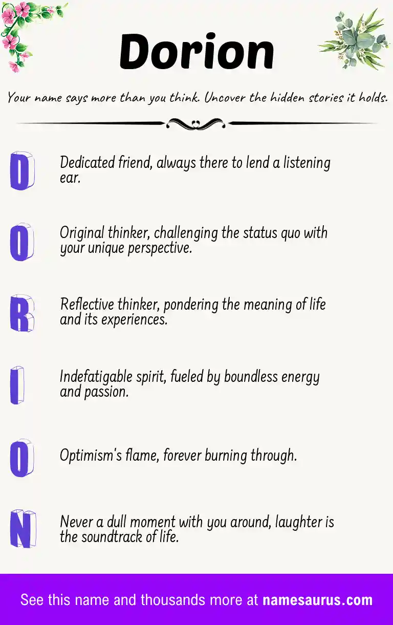 Acrostic poem about Dorion.