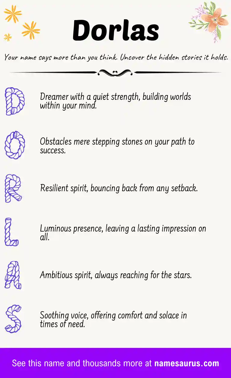 Acrostic poem about Dorlas.