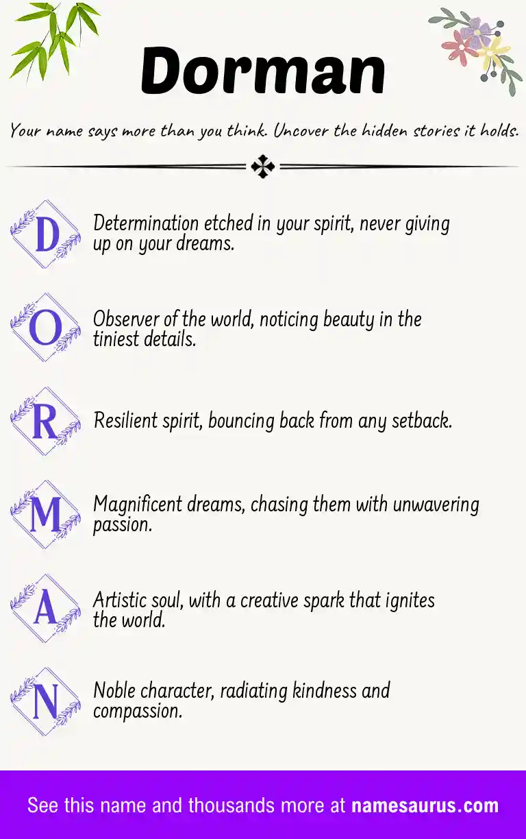 Acrostic poem about Dorman.
