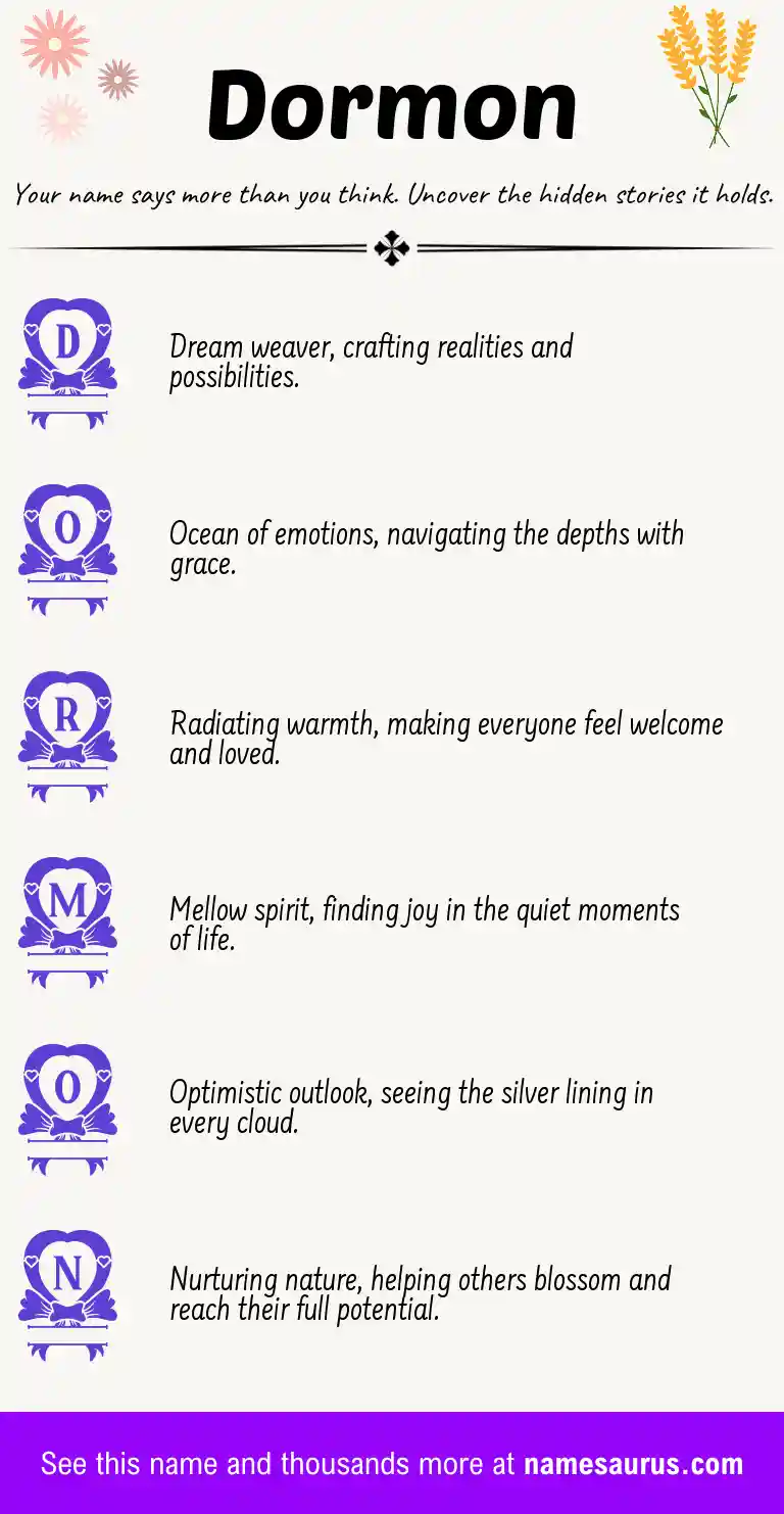 Acrostic poem about Dormon.