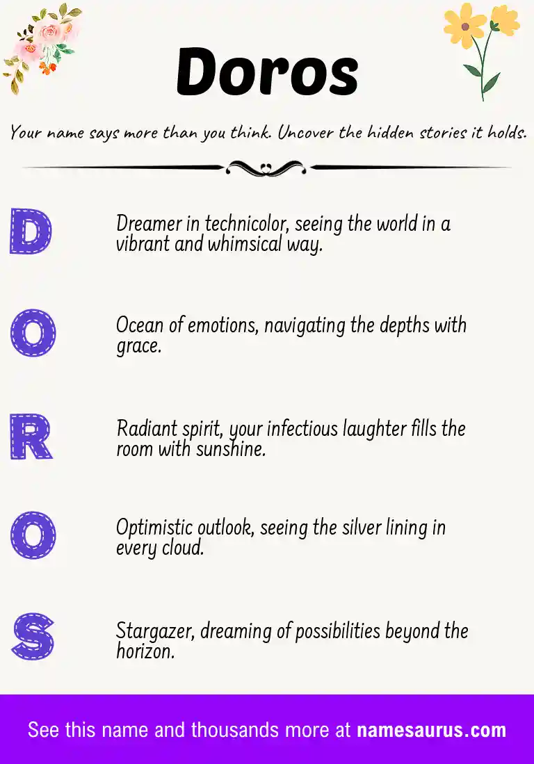 Acrostic poem about Doros.