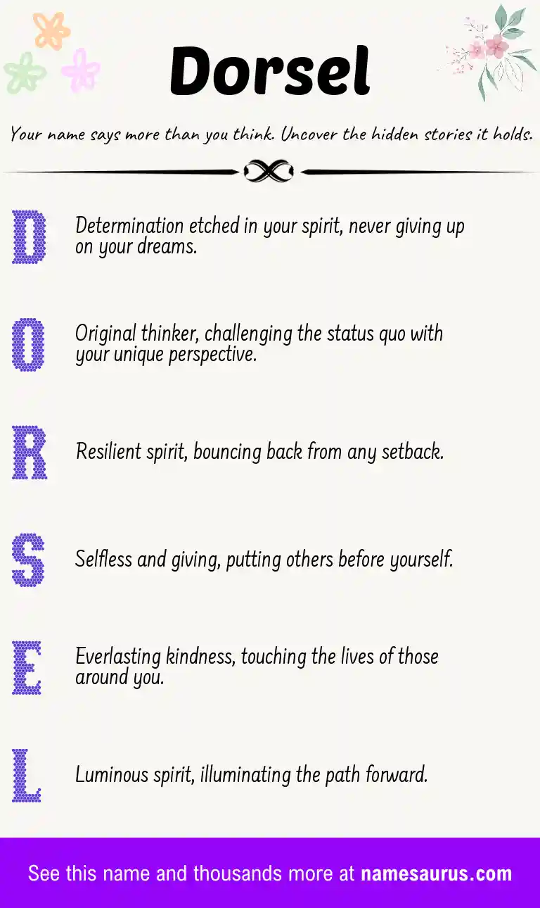 Acrostic poem about Dorsel.