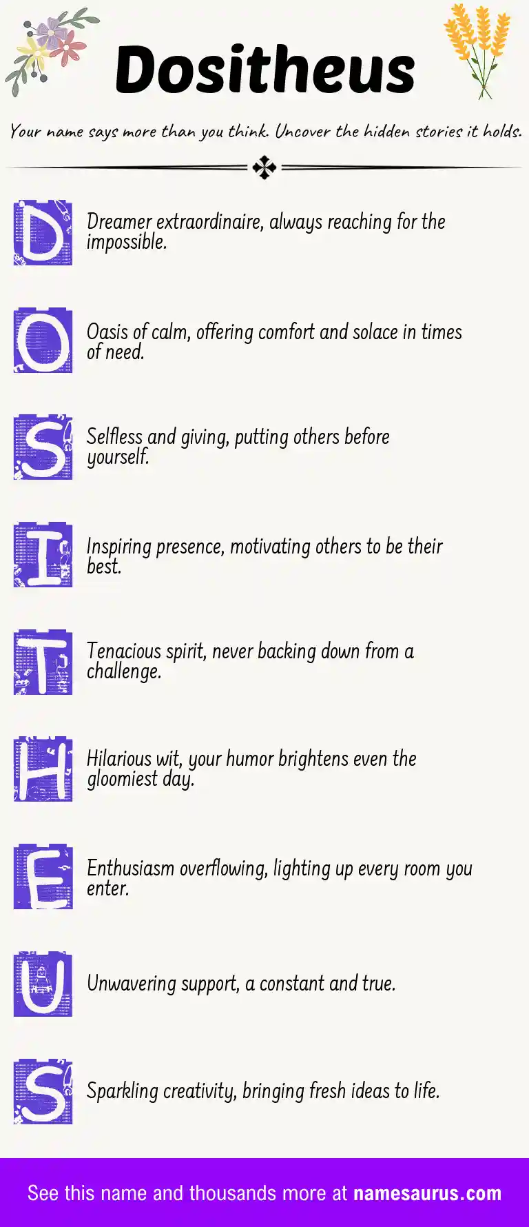 Acrostic poem about Dositheus.