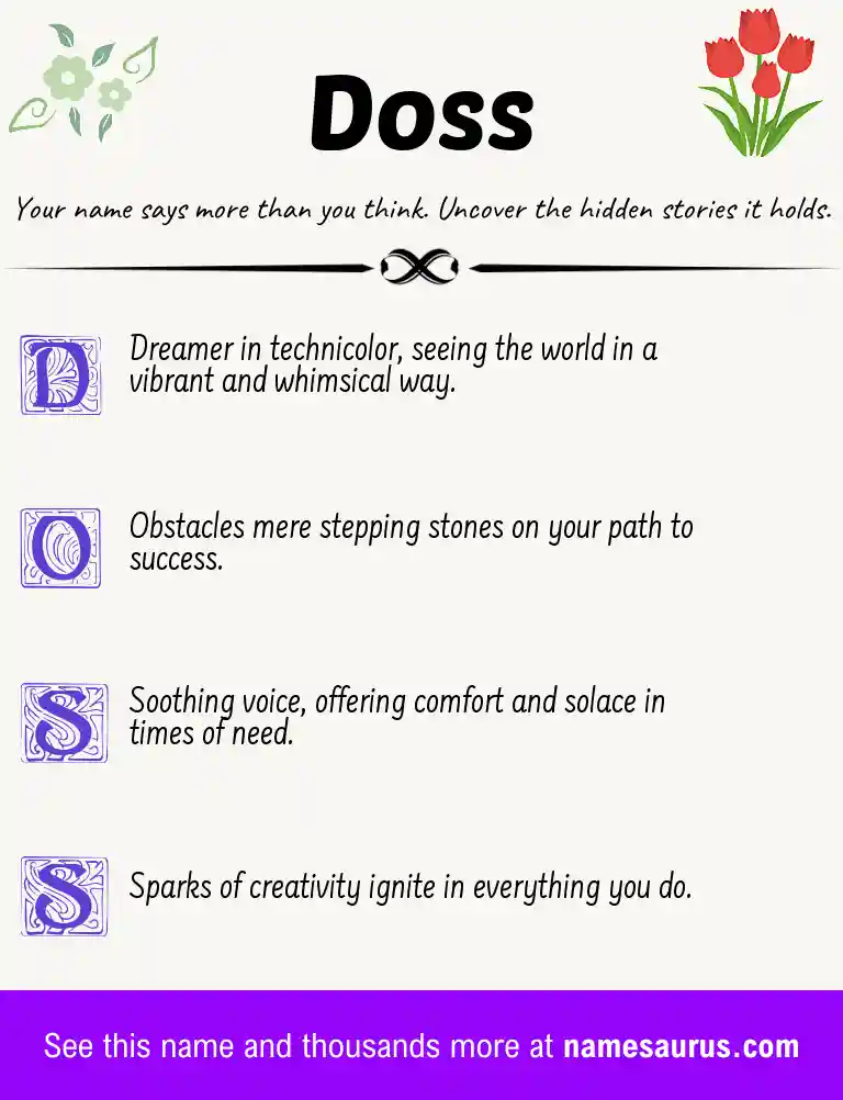 Acrostic poem about Doss.
