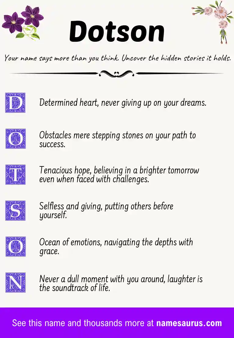 Acrostic poem about Dotson.