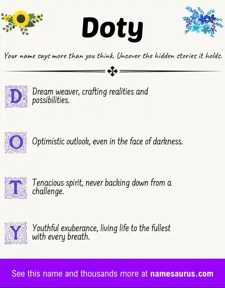 Acrostic poem about Doty.