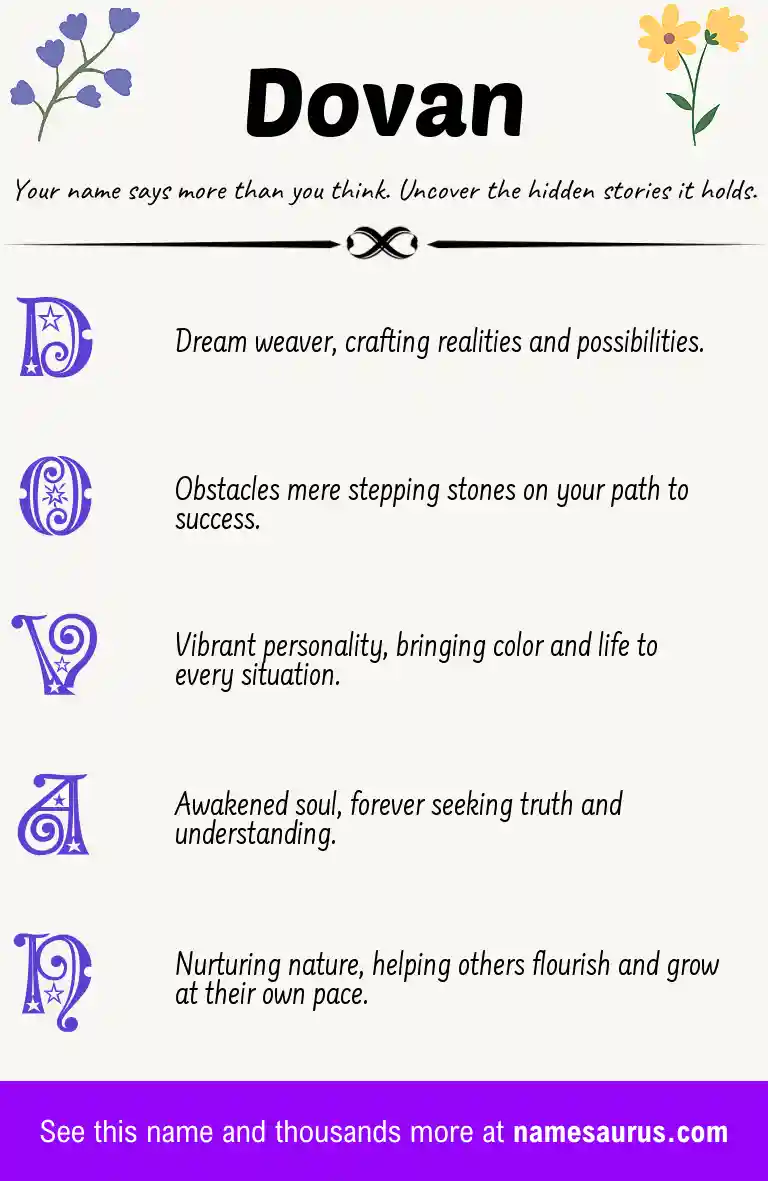 Acrostic poem about Dovan.
