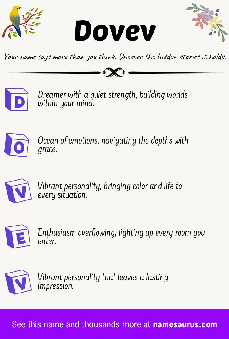 Acrostic poem about Dovev.