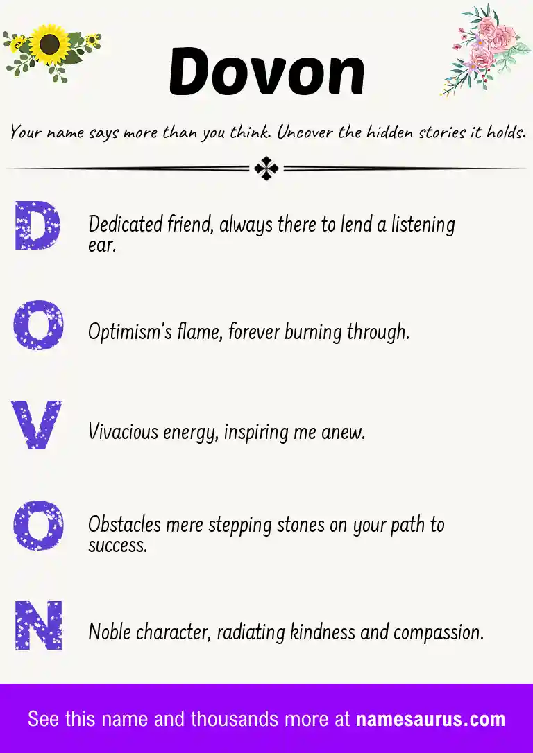 Acrostic poem about Dovon.