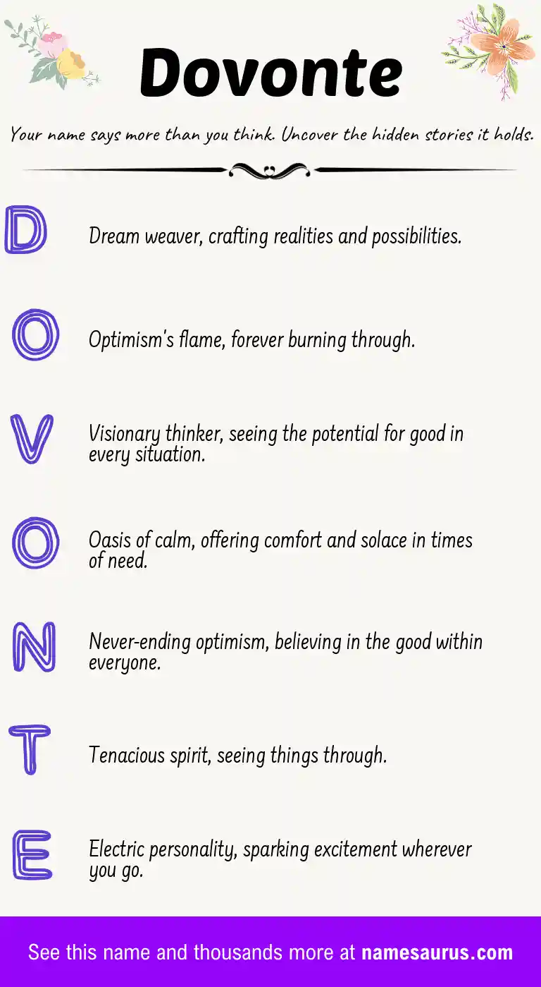 Acrostic poem about Dovonte.