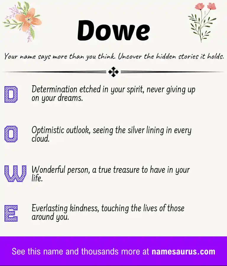 Acrostic poem about Dowe.