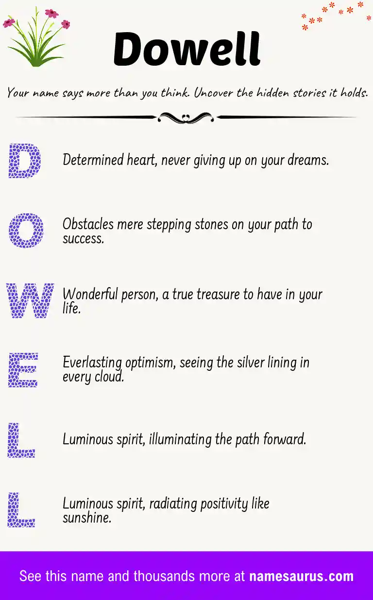 Acrostic poem about Dowell.