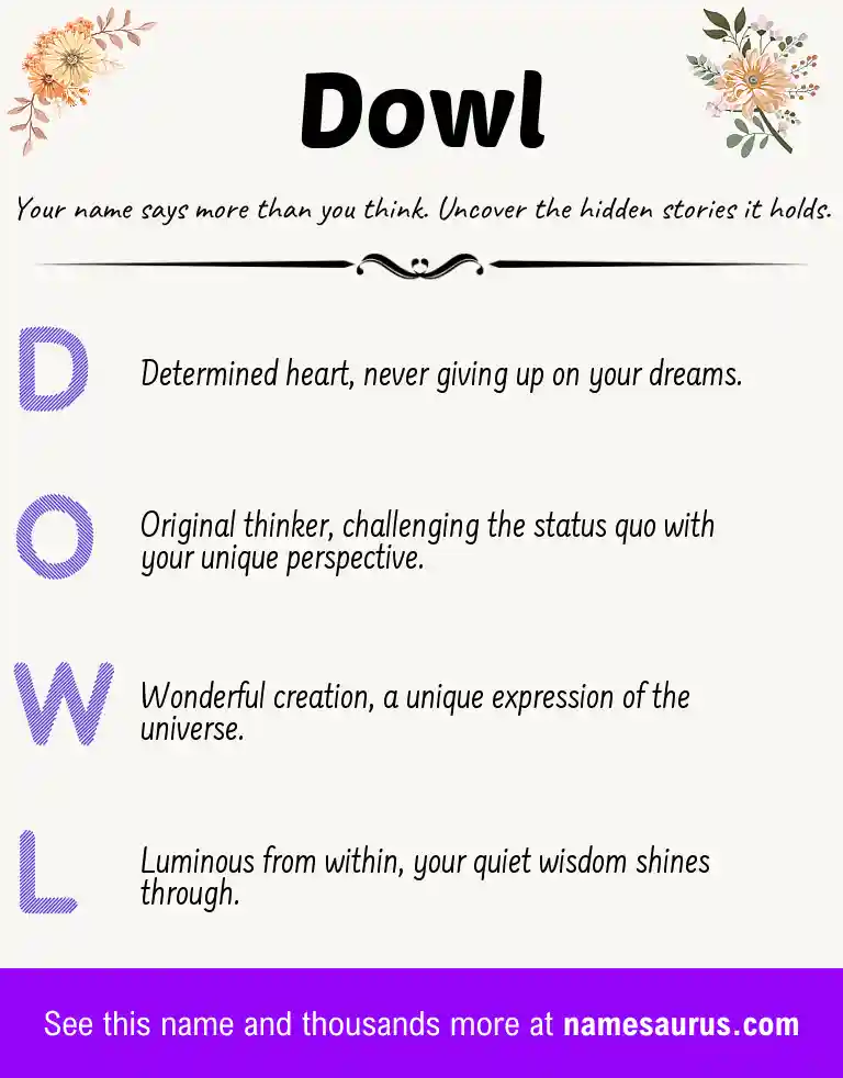 Acrostic poem about Dowl.