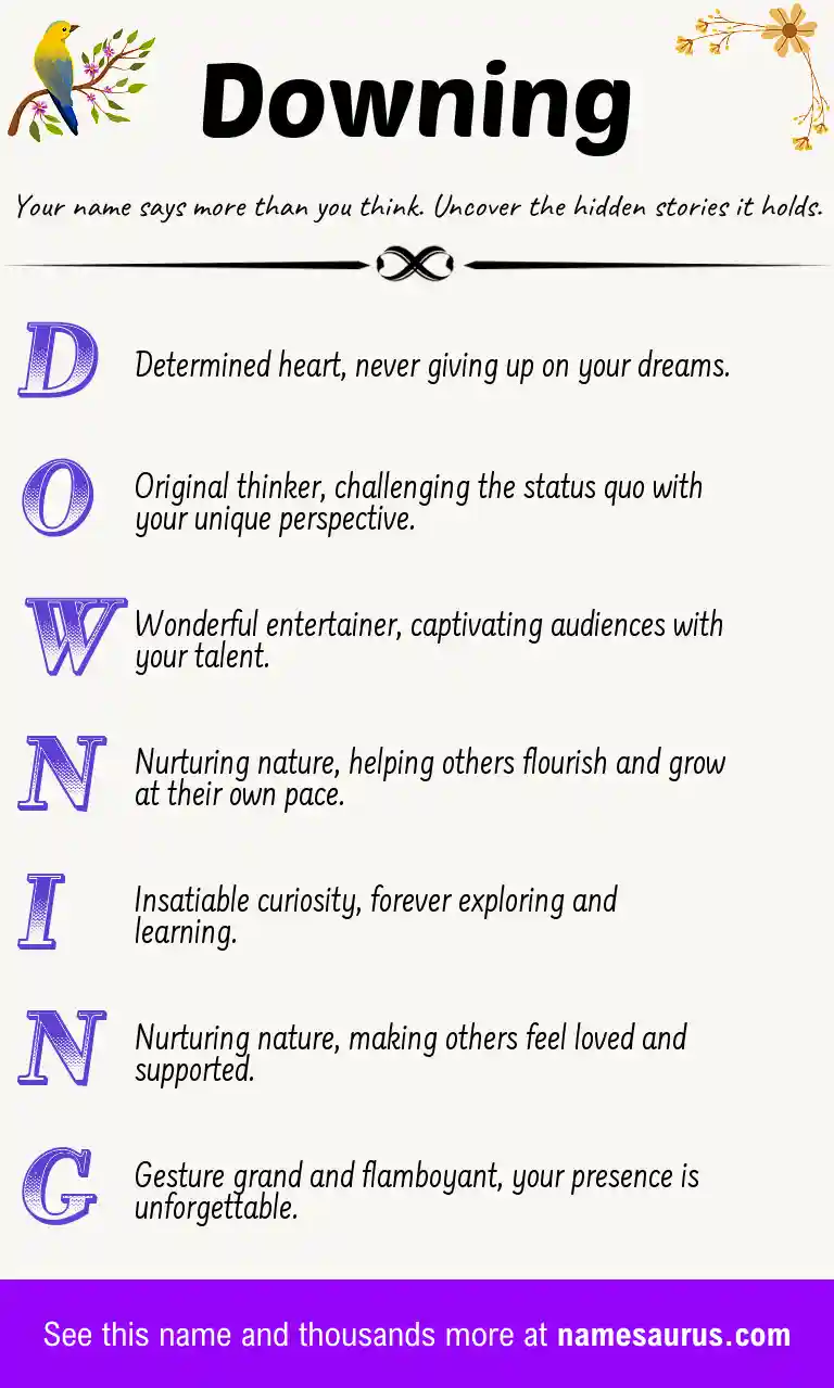 Acrostic poem about Downing.