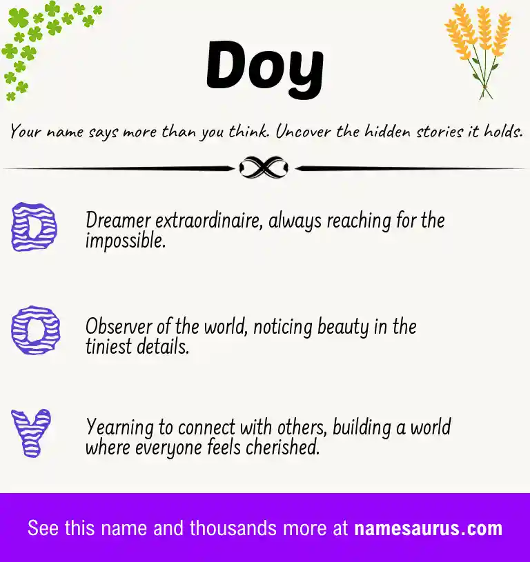 Acrostic poem about Doy.