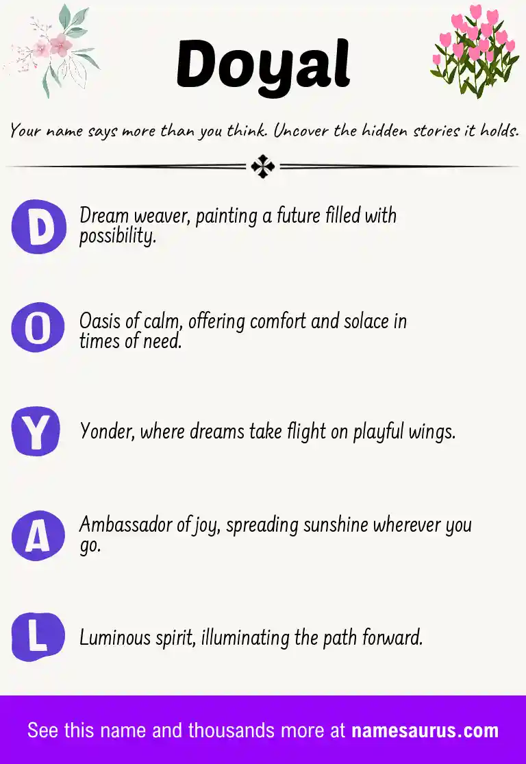 Acrostic poem about Doyal.