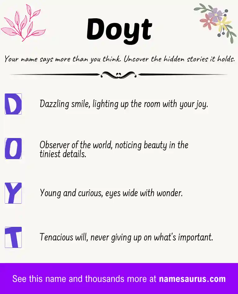 Acrostic poem about Doyt.