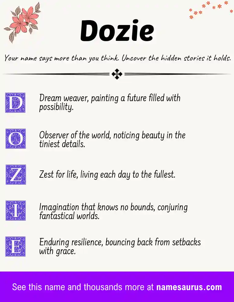 Acrostic poem about Dozie.