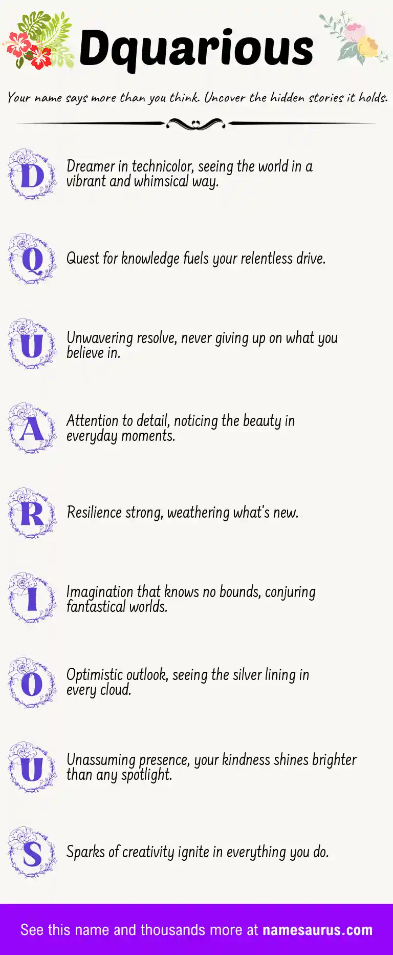 Acrostic poem about Dquarious.