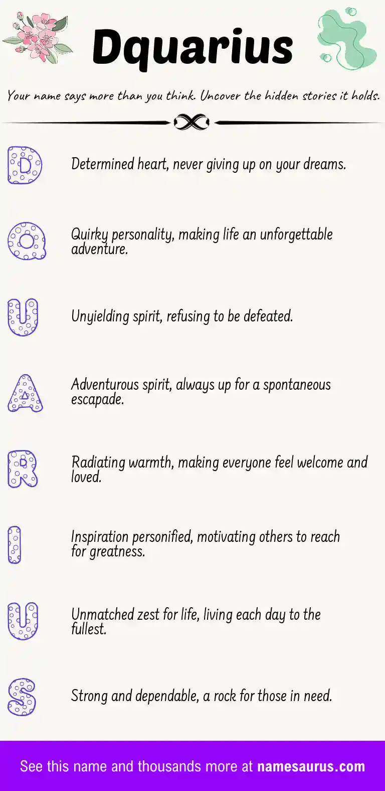 Acrostic poem about Dquarius.