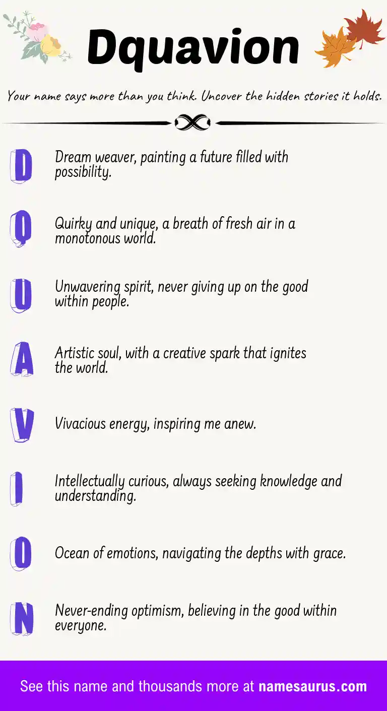 Acrostic poem about Dquavion.