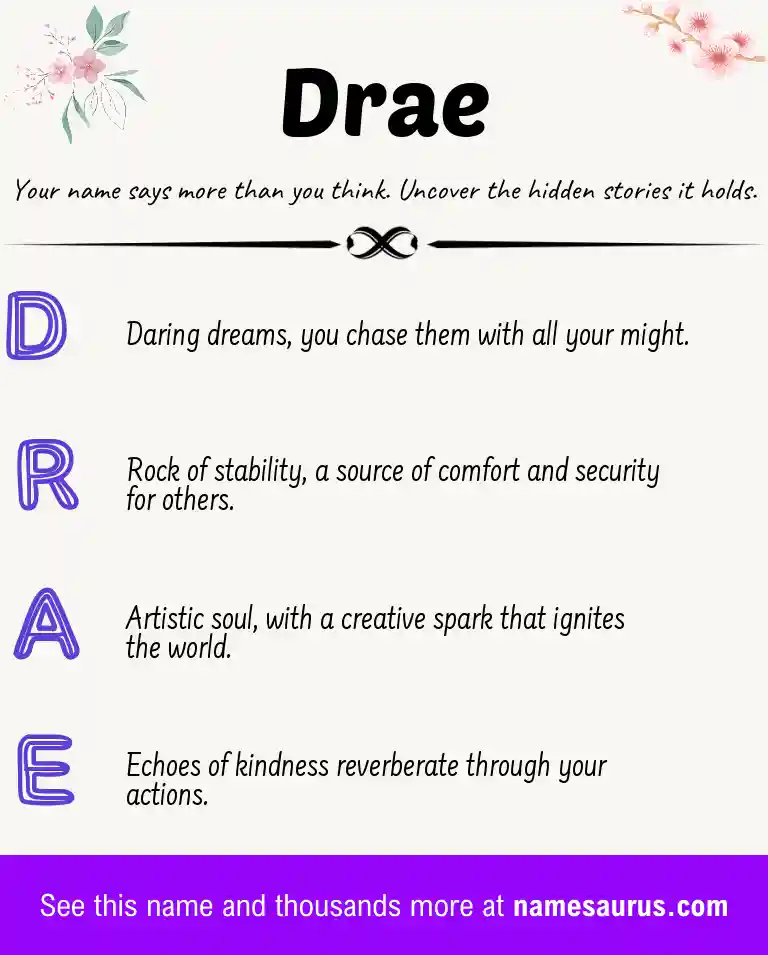 Acrostic poem about Drae.
