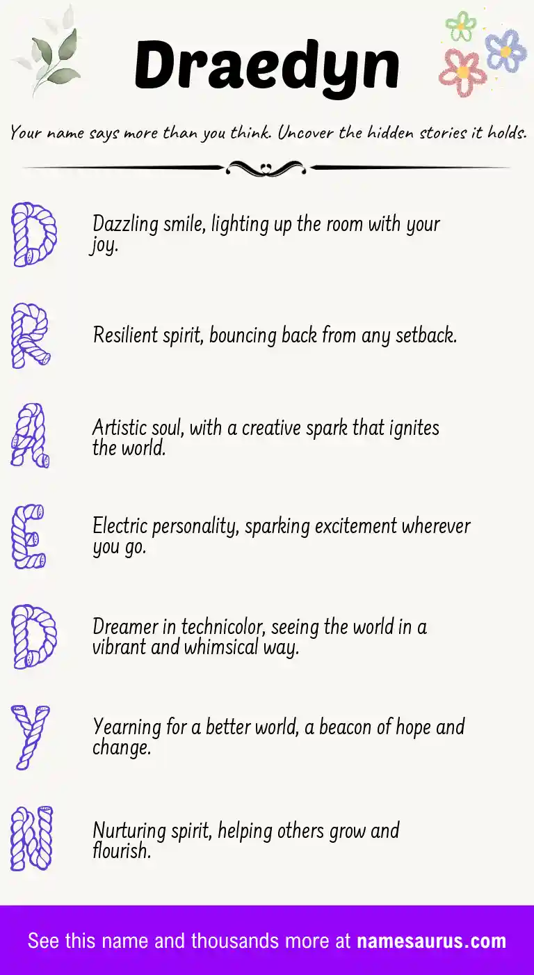 Acrostic poem about Draedyn.