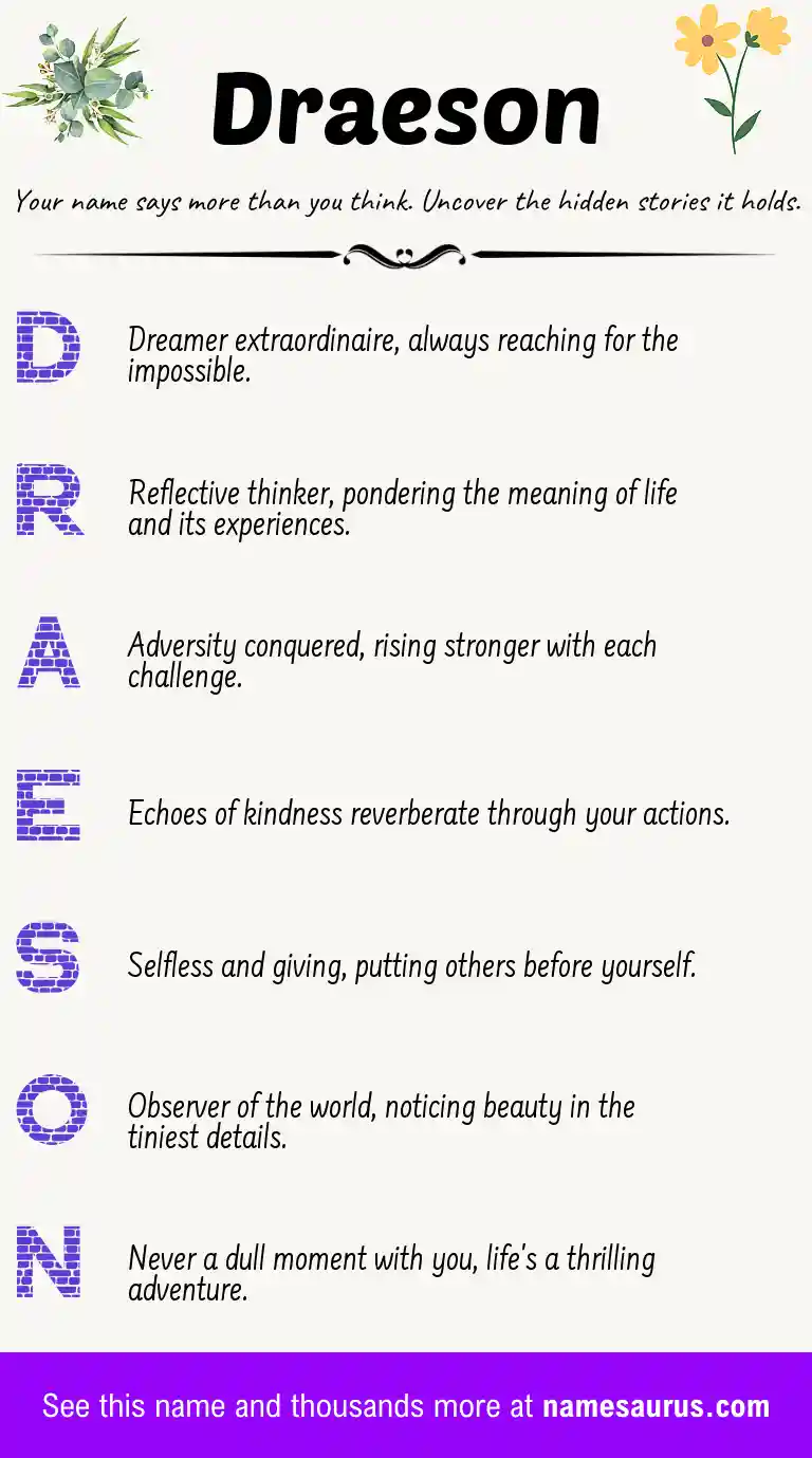 Acrostic poem about Draeson.