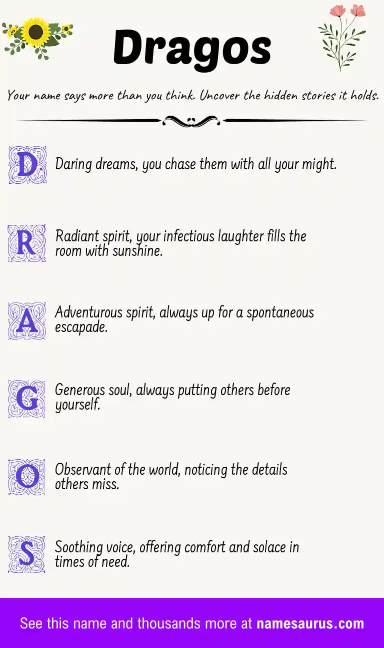 Acrostic poem about Dragos.