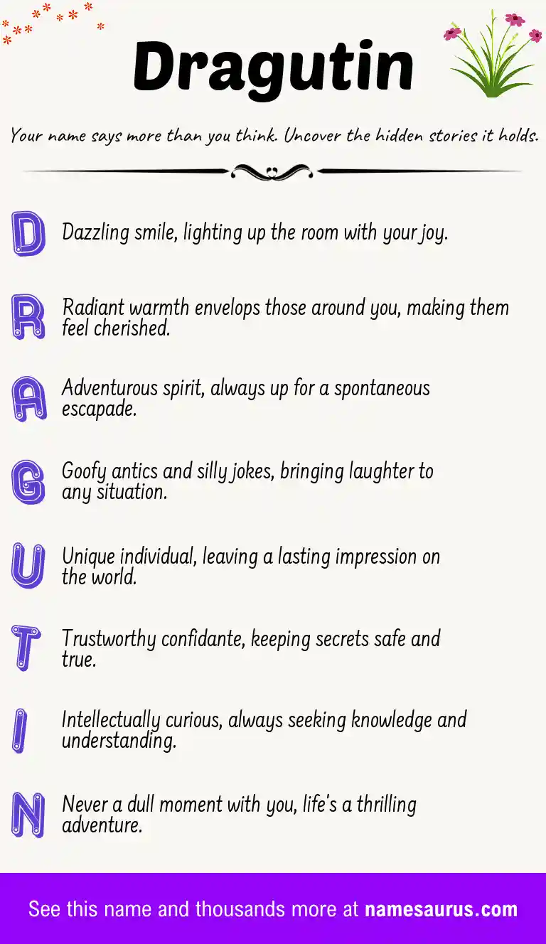 Acrostic poem about Dragutin.