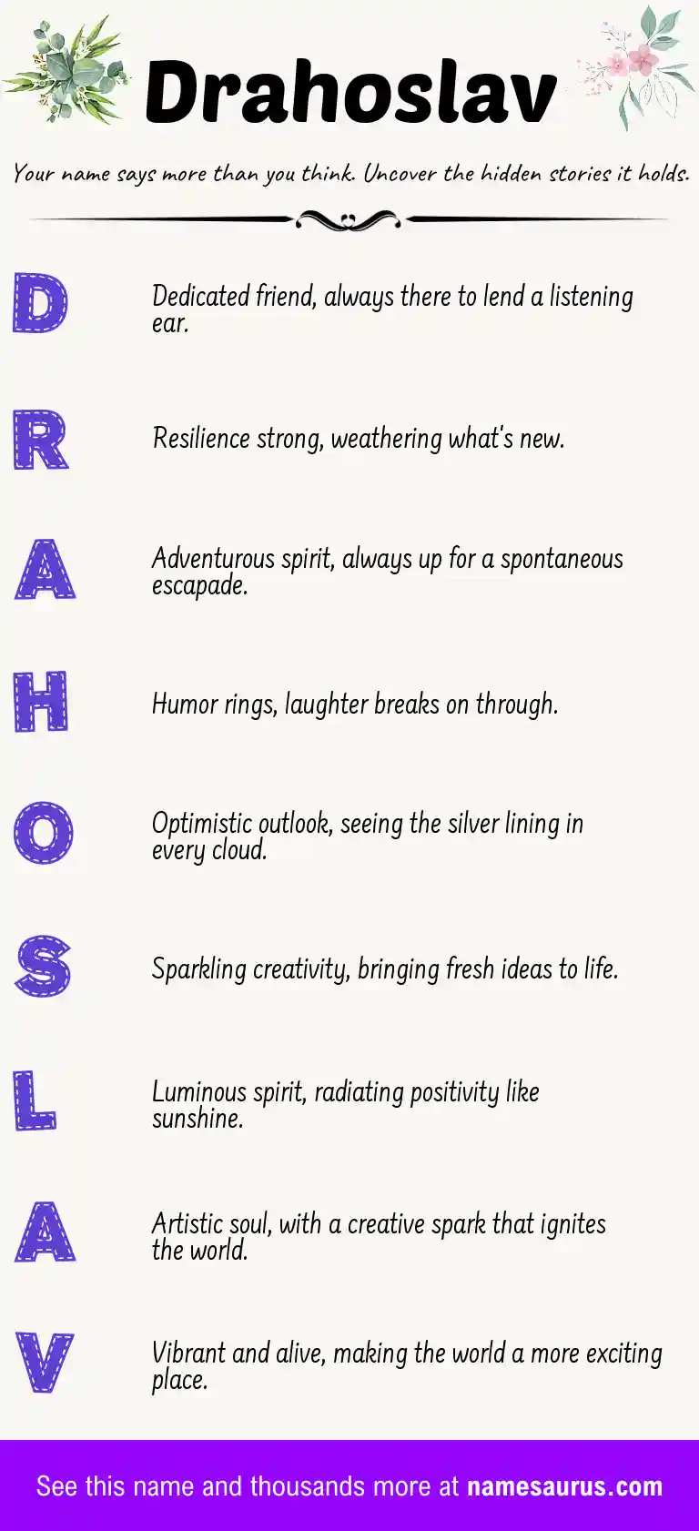 Acrostic poem about Drahoslav.