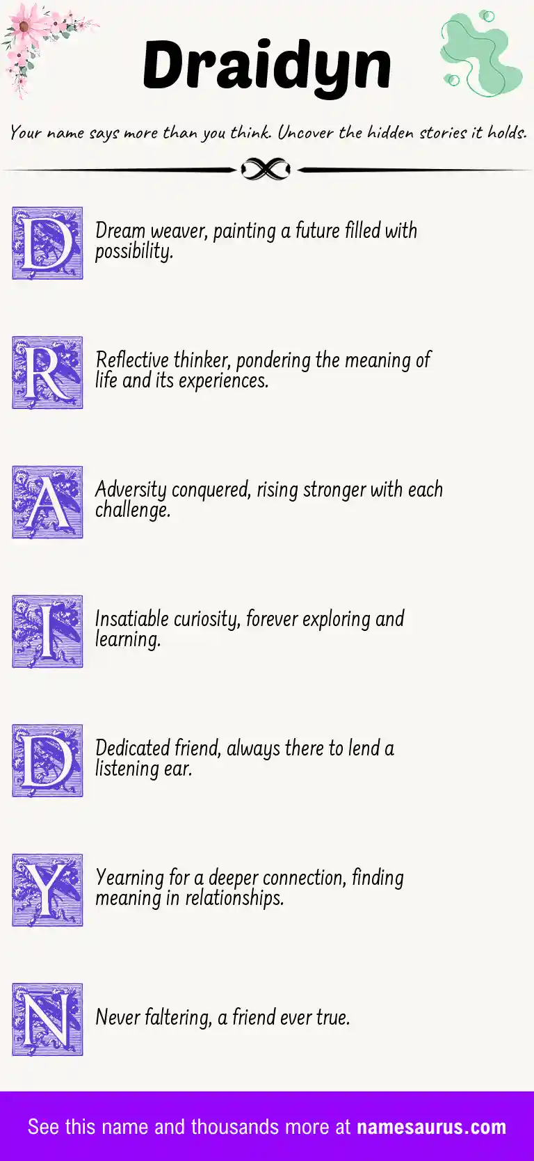 Acrostic poem about Draidyn.
